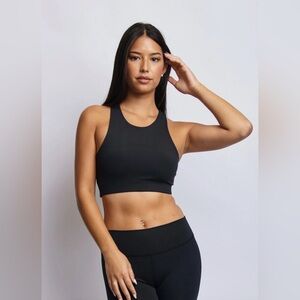 URTHWEAR NWOT Women's Ecomoss High Neck Racerback Bra, Raven Black Size L